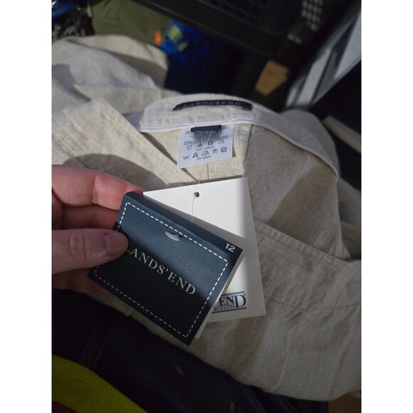 Lands End Womens 100% Linen Pants Size 12 Neutral Minimalist Breathable Coastal - Picture 12 of 13